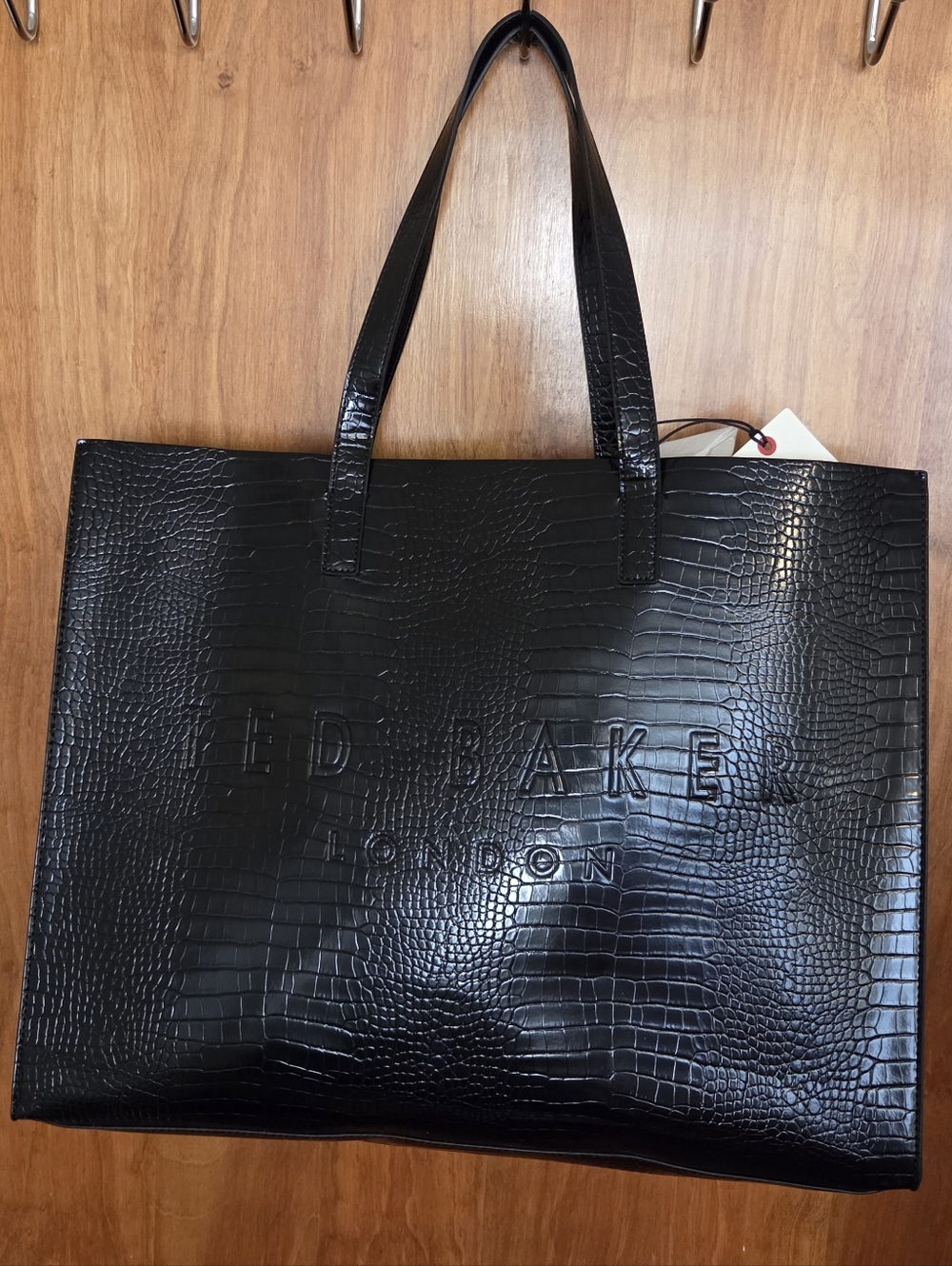 Ted Baker London Imitation Croc Embossed Extra Large Black Tote Bag